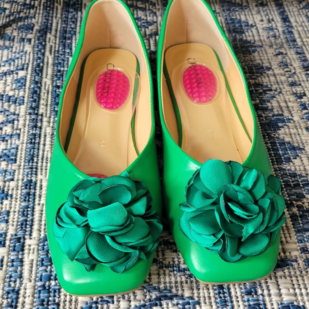 Green Floral Women's Shoes